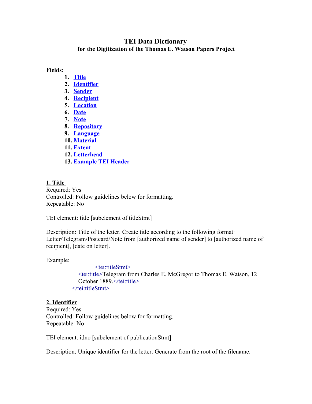 For the Digitization of the Thomas E. Watson Papers Project