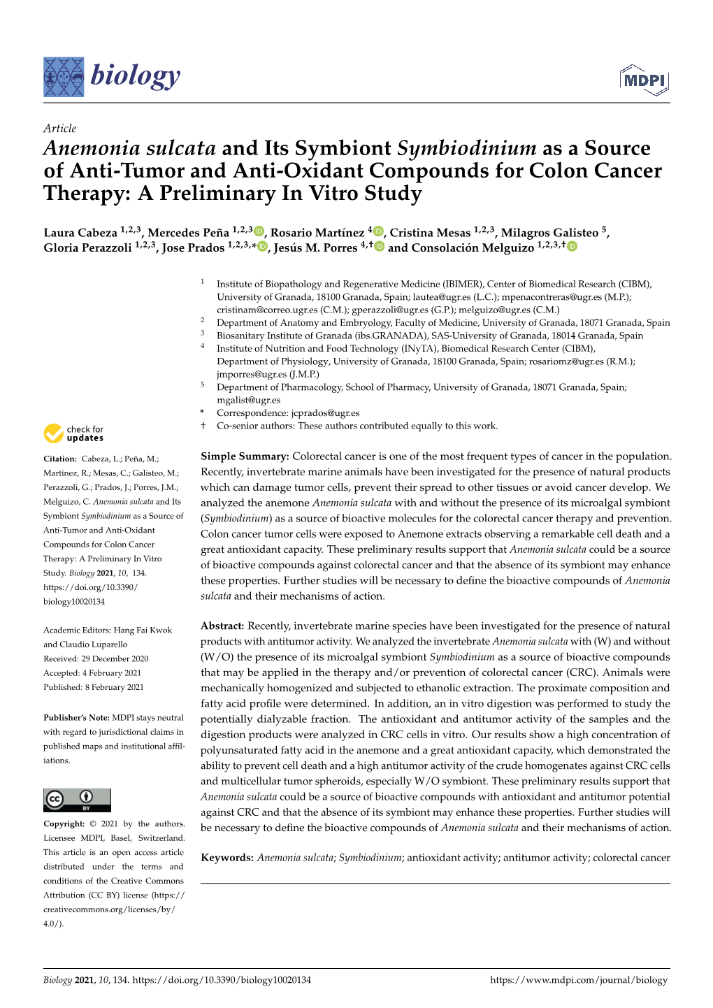 Anemonia Sulcata and Its Symbiont Symbiodinium As a Source of Anti-Tumor and Anti-Oxidant Compounds for Colon Cancer Therapy: a Preliminary in Vitro Study