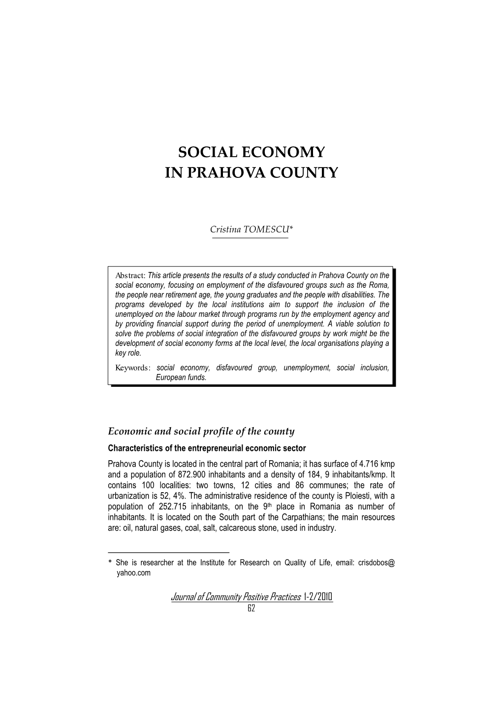 Social Economy in Prahova County