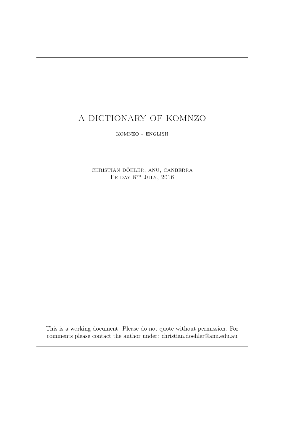 A Dictionary of Komnzo