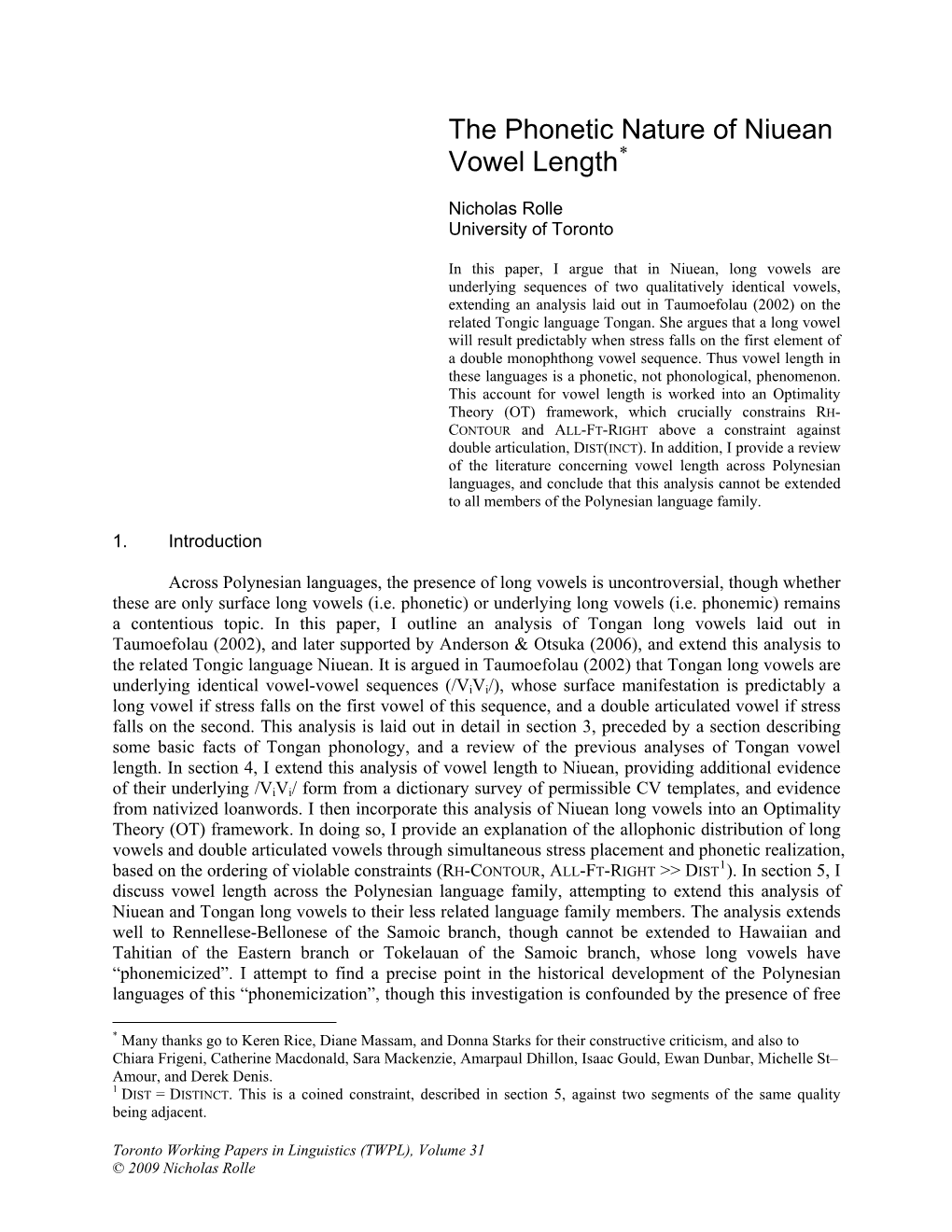 The Phonemic Reality of Polynesian Vowel Length