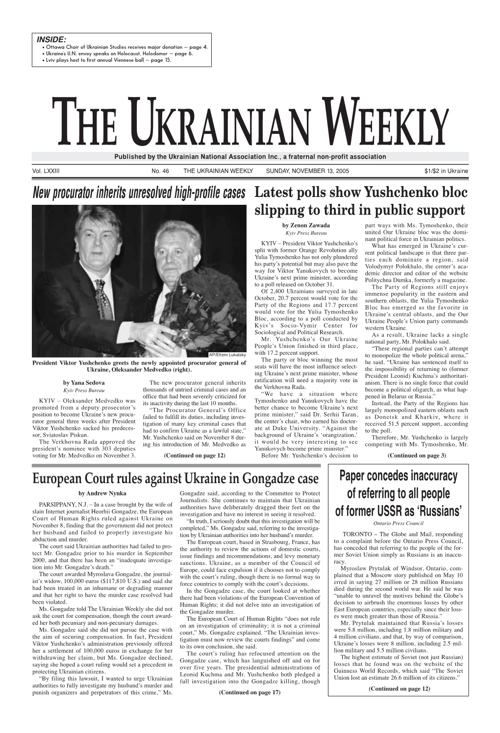 The Ukrainian Weekly 2005, No.46