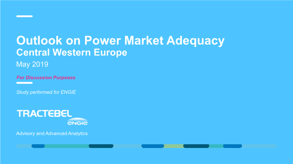 Outlook on Power Market Adequacy Central Western Europe May 2019