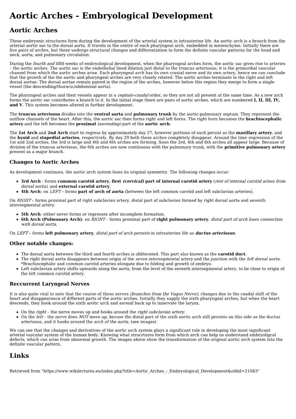 Aortic Arches - Embryological Development