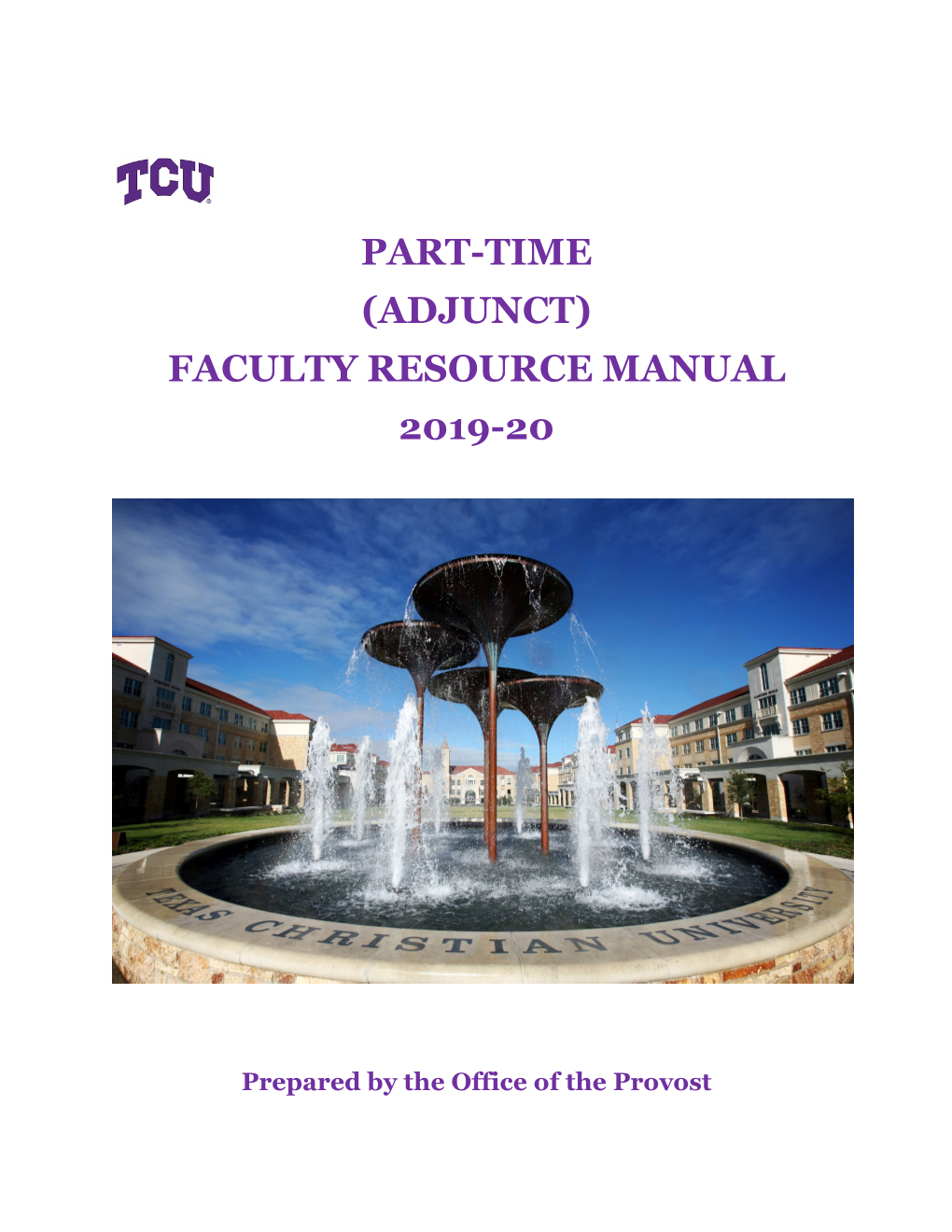 Part-Time (Adjunct) Faculty Resource Manual 2019-20