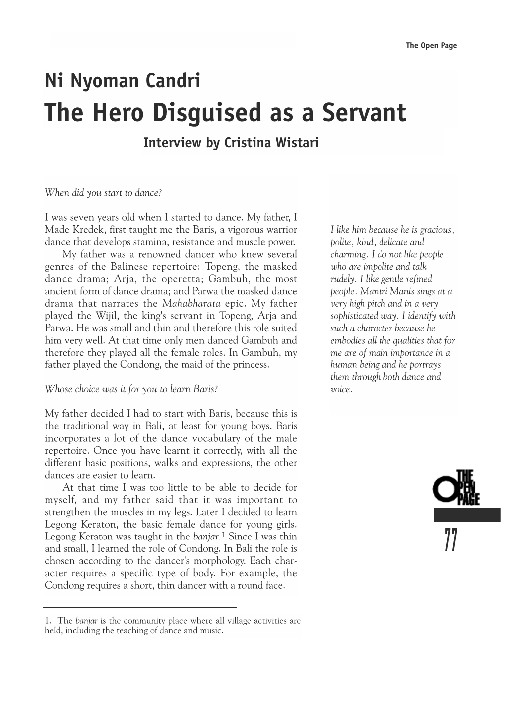 The Hero Disguised As a Servant Interview by Cristina Wistari