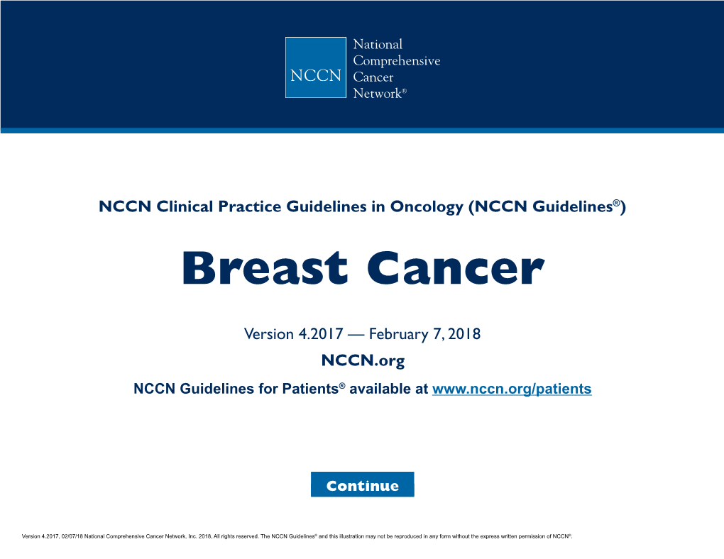(NCCN Guidelines®) Breast Cancer