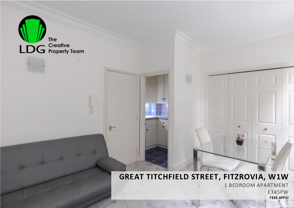 Great Titchfield Street, Fitzrovia, W1w 1 Bedroom Apartment £345Pw F Ees App Ly