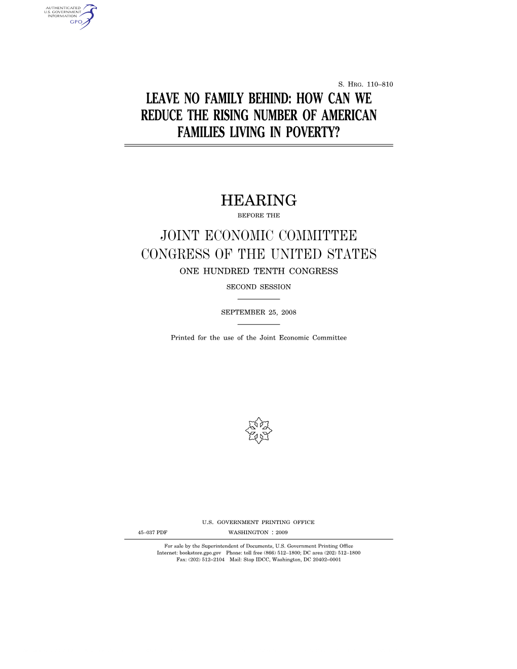 Leave No Family Behind: How Can We Reduce the Rising Number of American Families Living in Poverty?