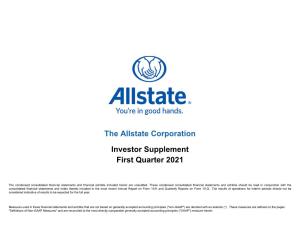 Investor Supplement First Quarter 2021 the Allstate Corporation