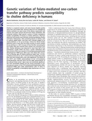 Genetic Variation of Folate-Mediated One-Carbon Transfer Pathway Predicts Susceptibility to Choline Deficiency in Humans