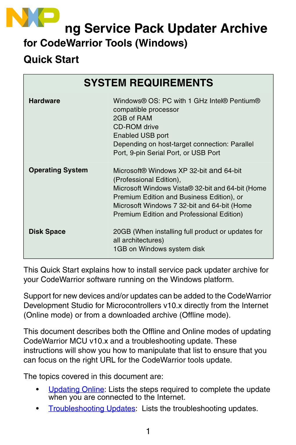 CW MCU V10.X Service Pack Updater