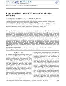 Plant Hybrids in the Wild: Evidence from Biological Recording