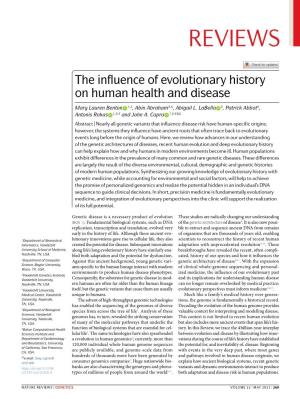 The Influence of Evolutionary History on Human Health and Disease