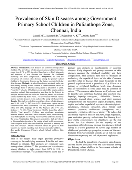 Prevalence of Skin Diseases Among Government Primary School Children in Pulianthope Zone, Chennai, India