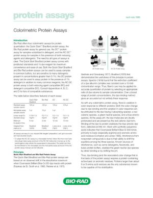 Colorimetric Protein Assays