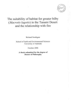 The Suitability of Habitat for Greater Bilby (Macrotis Lagotis)