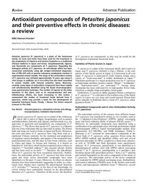 Antioxidant Compounds of Petasites Japonicus and Their Preventive