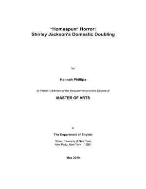 “Homespun” Horror: Shirley Jackson's Domestic Doubling