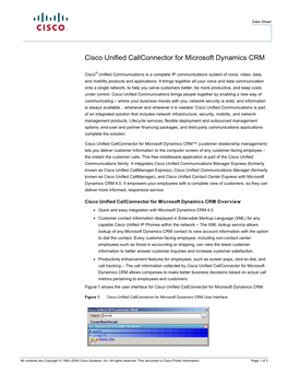 Cisco Unified Callconnector for Microsoft Dynamics CRM