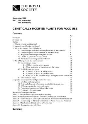 Genetically Modified Plants for Food Use