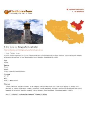 5 Days Lhasa and Samye Cultural Exploration