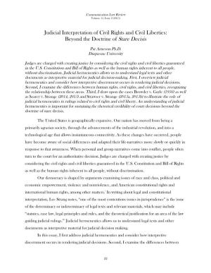 Judicial Interpretation of Civil Rights and Civil Liberties: Beyond the Doctrine of Stare Decisis