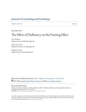 The Effect of Disfluency on the Framing Effect," Journal of Counseling and Psychology: Vol