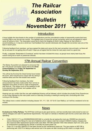 The Railcar Association Bulletin November 2011