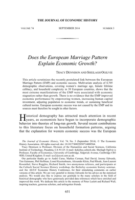 Does the European Marriage Pattern Explain Economic Growth? 
