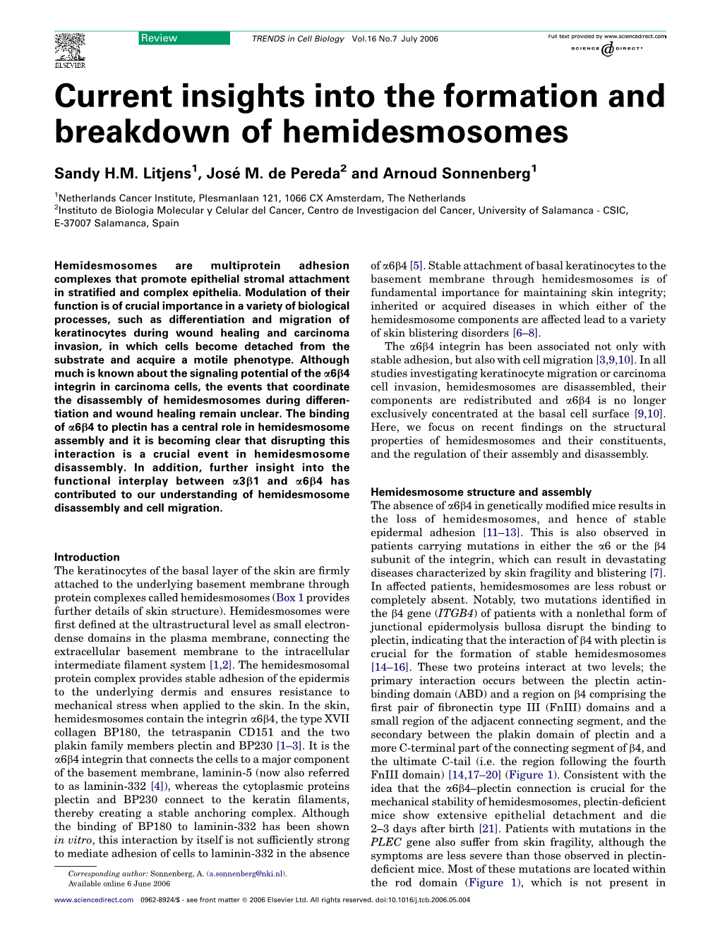 Current Insights Into the Formation and Breakdown of Hemidesmosomes