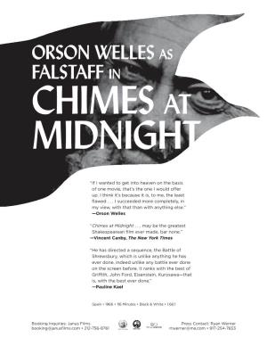 ORSON WELLES As FALSTAFF in CHIMES at MIDNIGHT