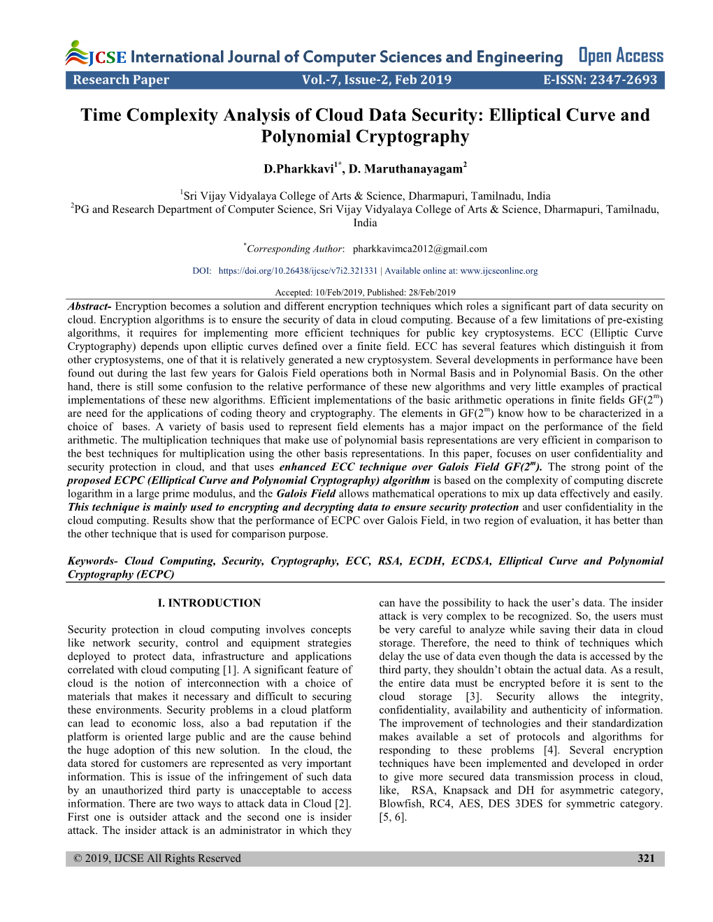 Time Complexity Analysis of Cloud Data Security: Elliptical Curve and Polynomial Cryptography