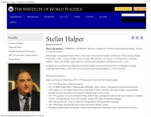 Stefan Halper » Faculty » the Institute of World Politics