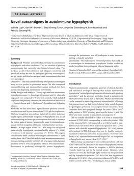 Novel Autoantigens in Autoimmune Hypophysitis