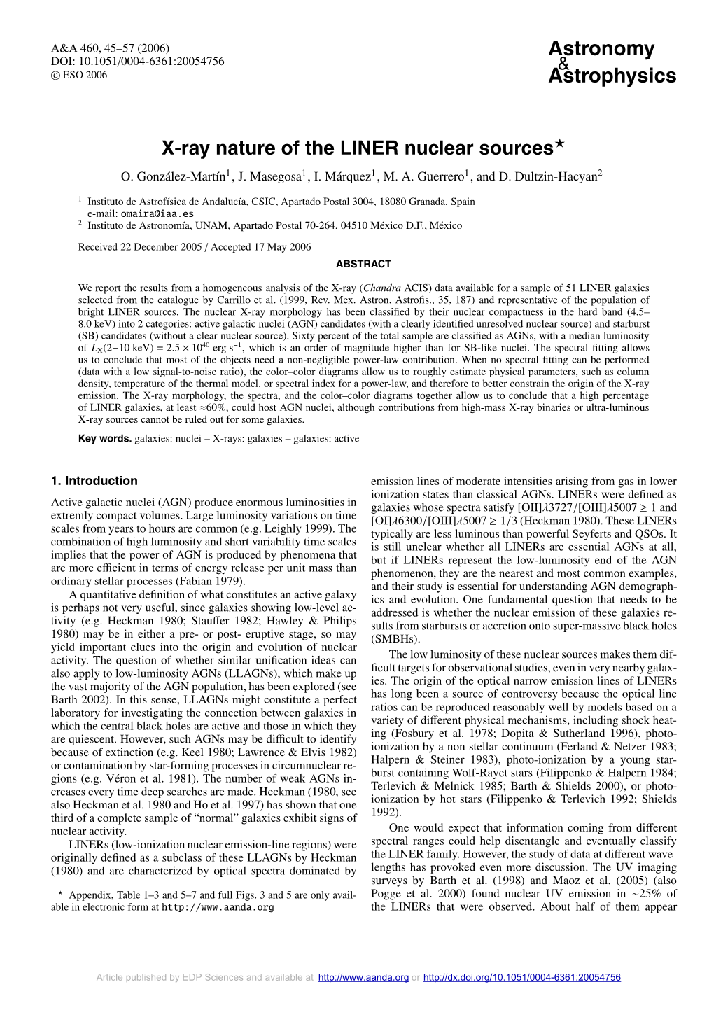 X-Ray Nature of the LINER Nuclear Sources O