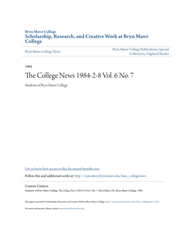 The College News 1984-2-8 Vol. 6 No. 7