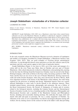 Joseph Sidebotham: Vicissitudes of a Victorian Collector