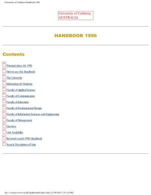 University of Canberra Handbook 1996