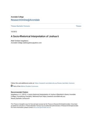 A Socio-Rhetorical Interpretation of Joshua 6