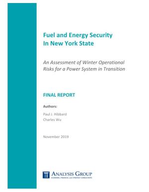 Fuel and Energy Security in New York State