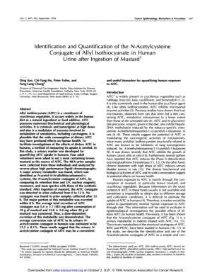 Identification and Quantification of the N-Acetylcysteine Conjugate of Allyl Isothiocyanate in Human Urine After Ingestion of Mustard1