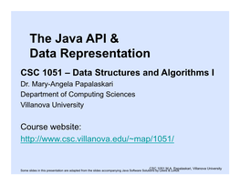 The Java API & Data Representation