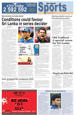 Conditions Could Favour Sri Lanka in Series Decider