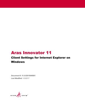 Aras Innovator 11 Client Settings for Internet Explorer on Windows