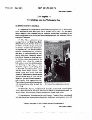 523696 REF ID:A523696 {U) Chapter 16 Cryptology and the Watergate