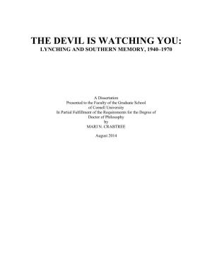 The Devil Is Watching You: Lynching and Southern Memory, 1940–1970