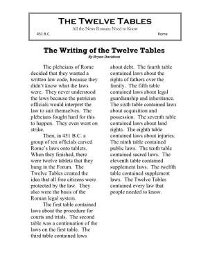 The Twelve Tables All the News Romans Need to Know 451 B.C