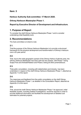 Item 3: Orkney Harbours Masterplan Phase 1