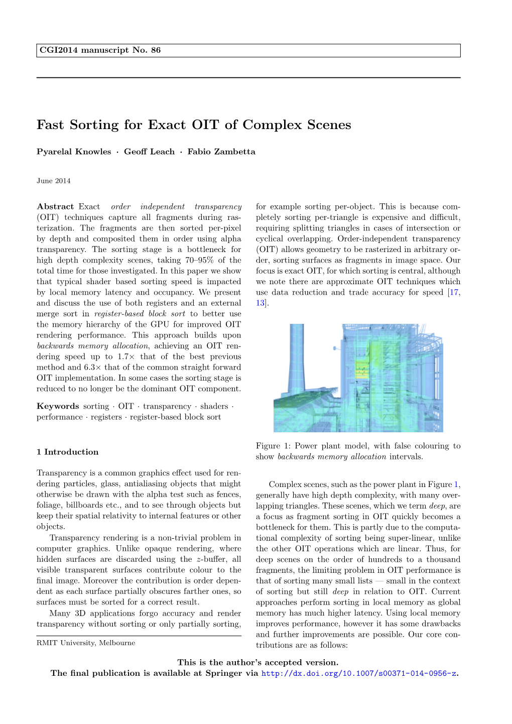 Fast Sorting for Exact OIT of Complex Scenes